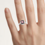 Garnet Ring With Diamonds 2.02 Carats Sterling Silver