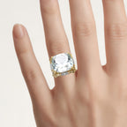 Green Amethyst Ring White Topaz 8.22 Carats Gold Plated Silver