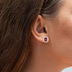 Rubellite Stud Earrings With Diamonds 3.04 Carats 14K Yellow Gold