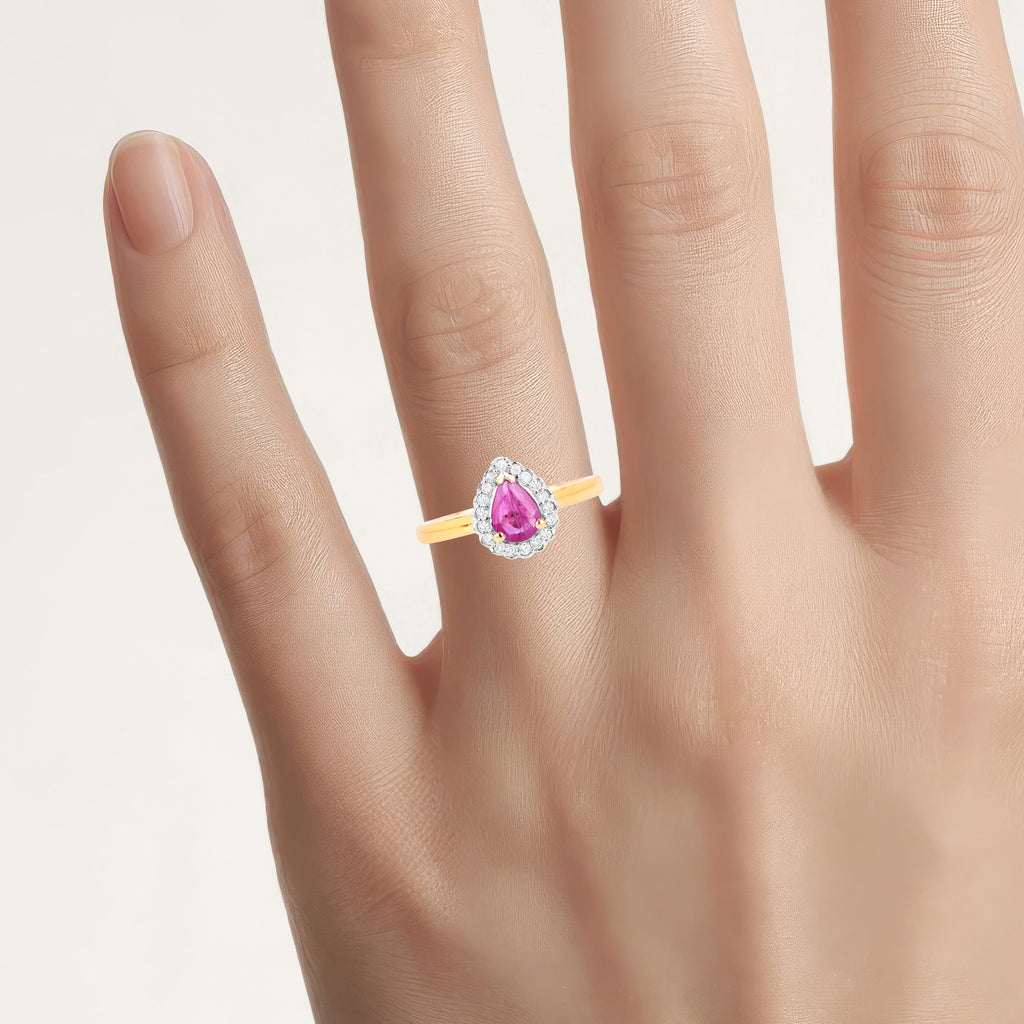 Ruby Ring With Diamonds 0.9 Carats 14K Yellow Gold