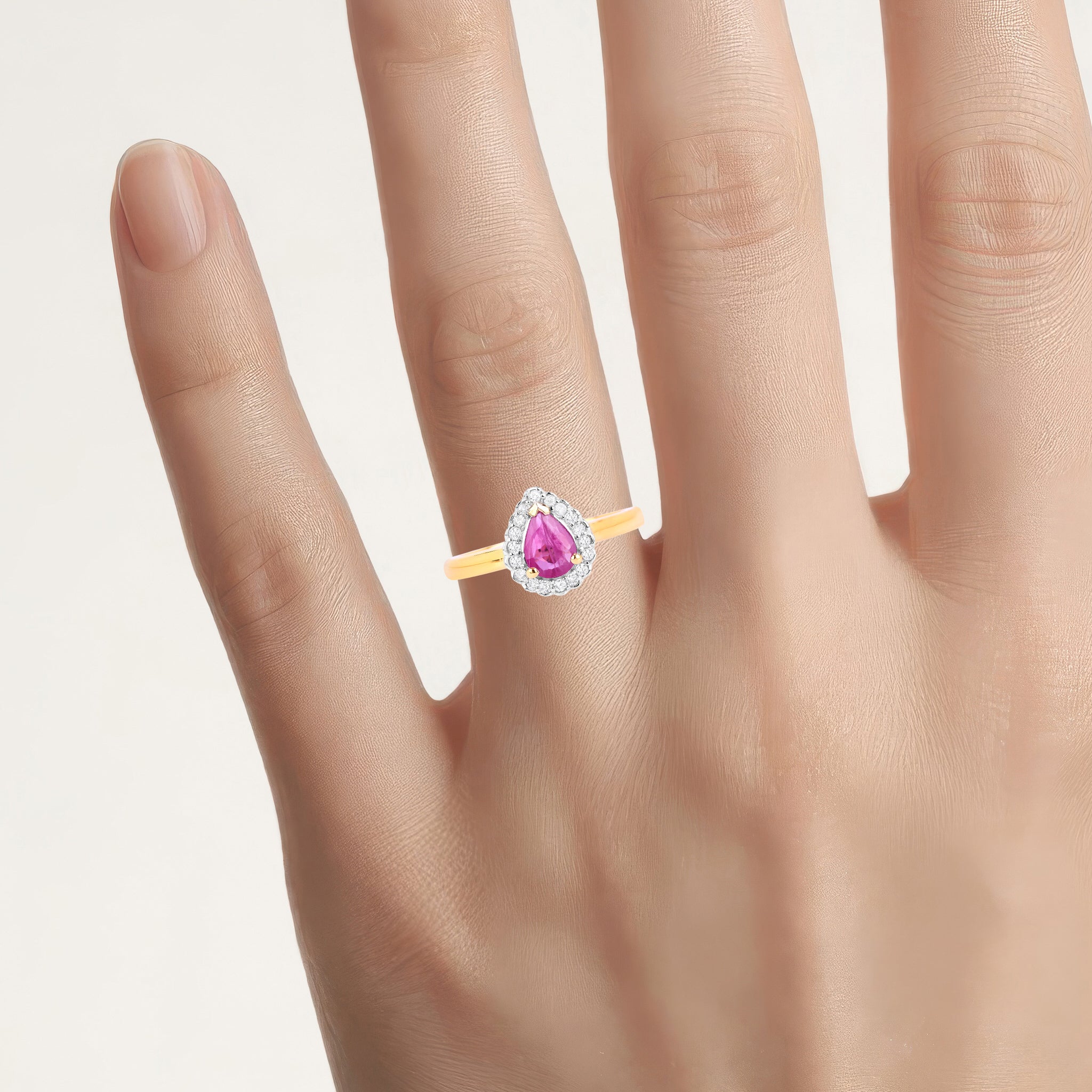 Ruby Ring With Diamonds 0.9 Carats 14K Yellow Gold