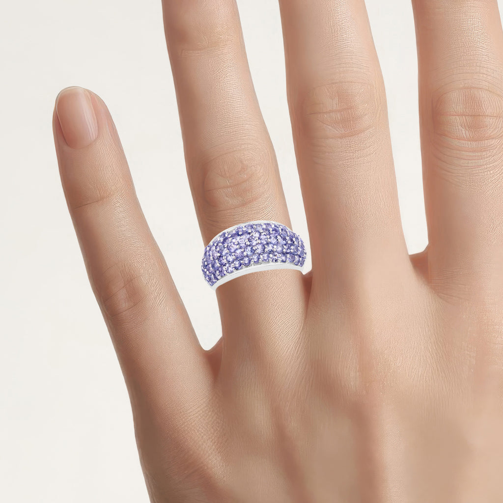 Tanzanite Ring With White Topaz 2.76 Carats Sterling Silver