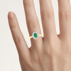 Zambian Emerald Ring With Diamonds 0.84 Carats 14K Yellow Gold