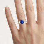 Blue Sapphire Ring With Diamonds 4.16 Carats 18K White and Yellow Gold