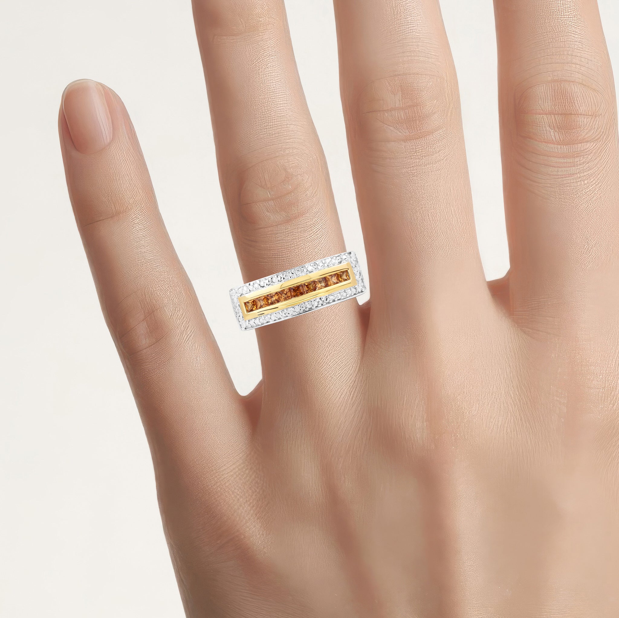Orange Sapphire Ring 1.06 Carats Gold Plated Silver