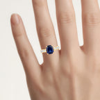 Blue Sapphire Ring With Diamonds 2.96 Carats 18K Yellow Gold