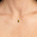 Natural Yellow Sapphire Pendant With Diamonds 1.74 Carats 14K Yellow Gold