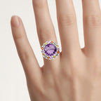 Amethyst Ring With Multicolor Sapphire 10.1 Carats Sterling Silver