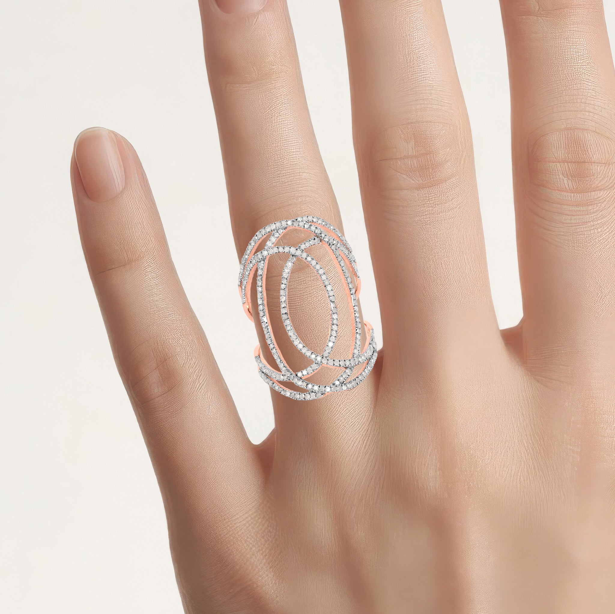 Diamond Ring 0.72 Carats Gold Plated Silver