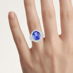 Tanzanite Ring With Diamonds 4.52 Carats 14K White Gold