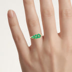 Zambian Emerald Ring With Diamonds 0.62 Carats 14K Yellow Gold