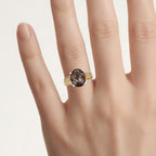 Smoky Quartz Ring With Yellow Diamonds 4.84 Carats Sterling Silver
