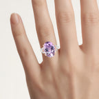 Pink Amethyst Ring With White Topaz 10.4 Carats Gold Plated Silver