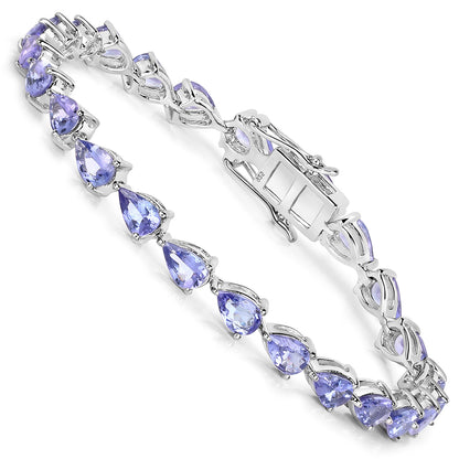 Tanzanite Tennis Bracelet Pear Cut 9.25 Carats Sterling Silver
