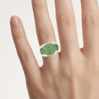 Chrome Diopside Ring With White Topaz 2.34 Carats Sterling Silver