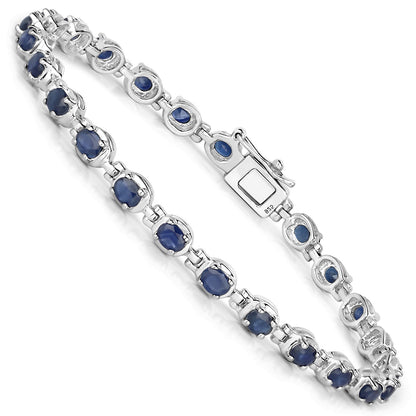 Blue Oval Cut Sapphire Tennis Bracelet 5 Carats