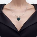 Blue Diamond Heart Pendant 1.22 Carats Sterling Silver