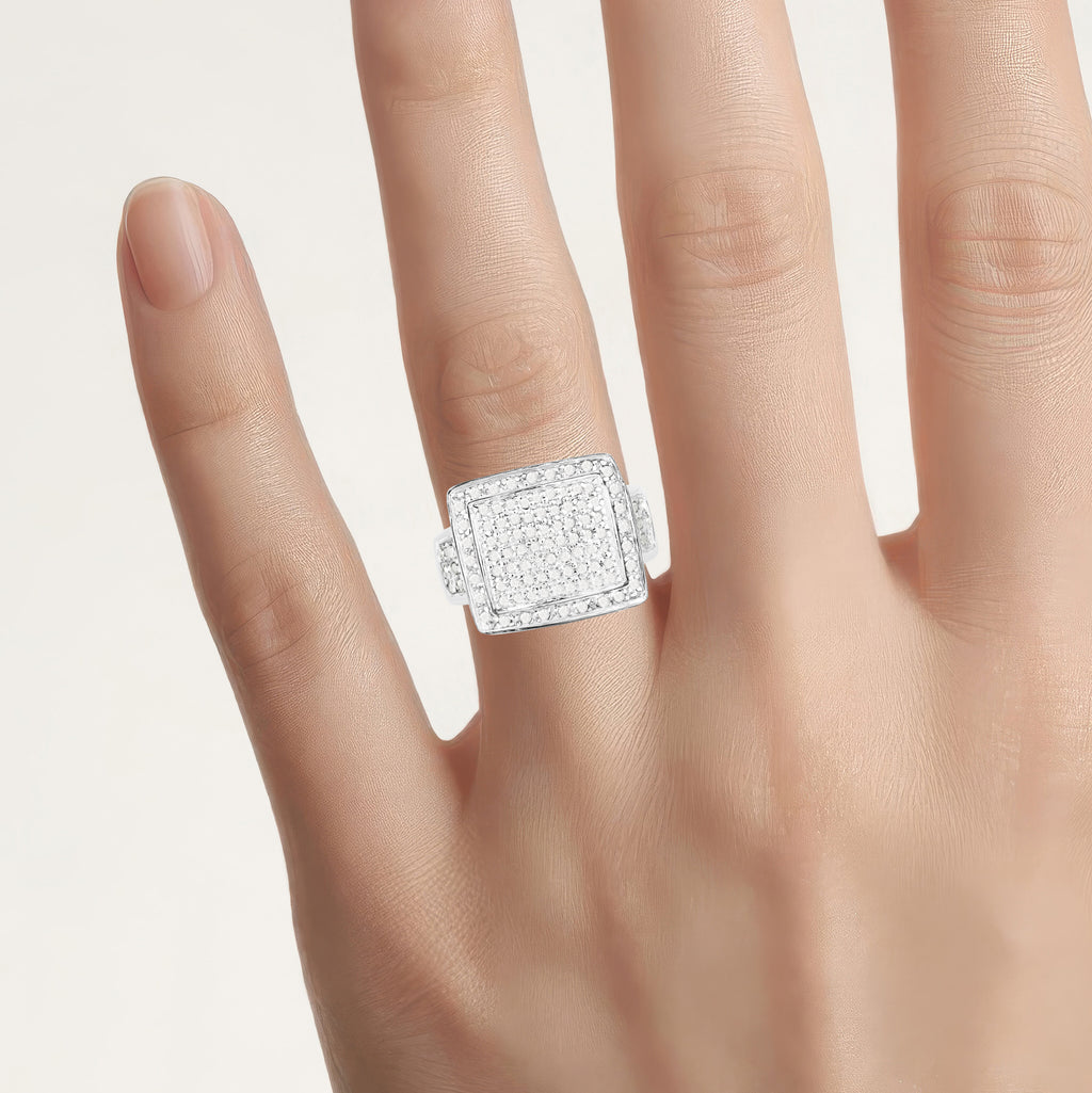 Diamond Ring 0.58 Carats Sterling Silver
