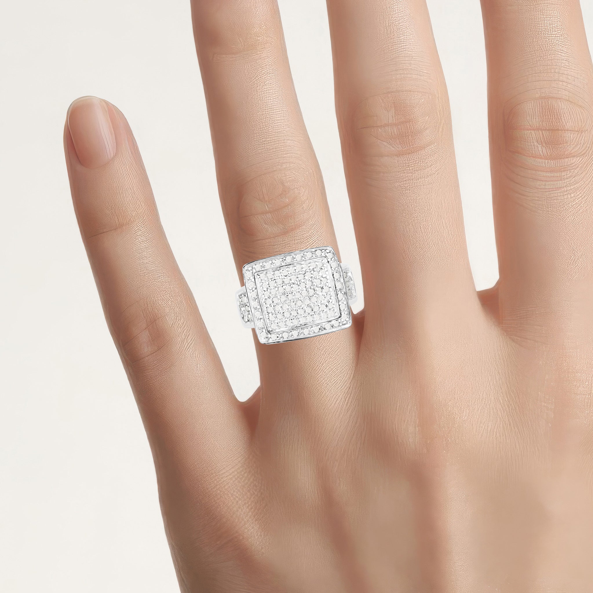 Diamond Ring 0.58 Carats Sterling Silver
