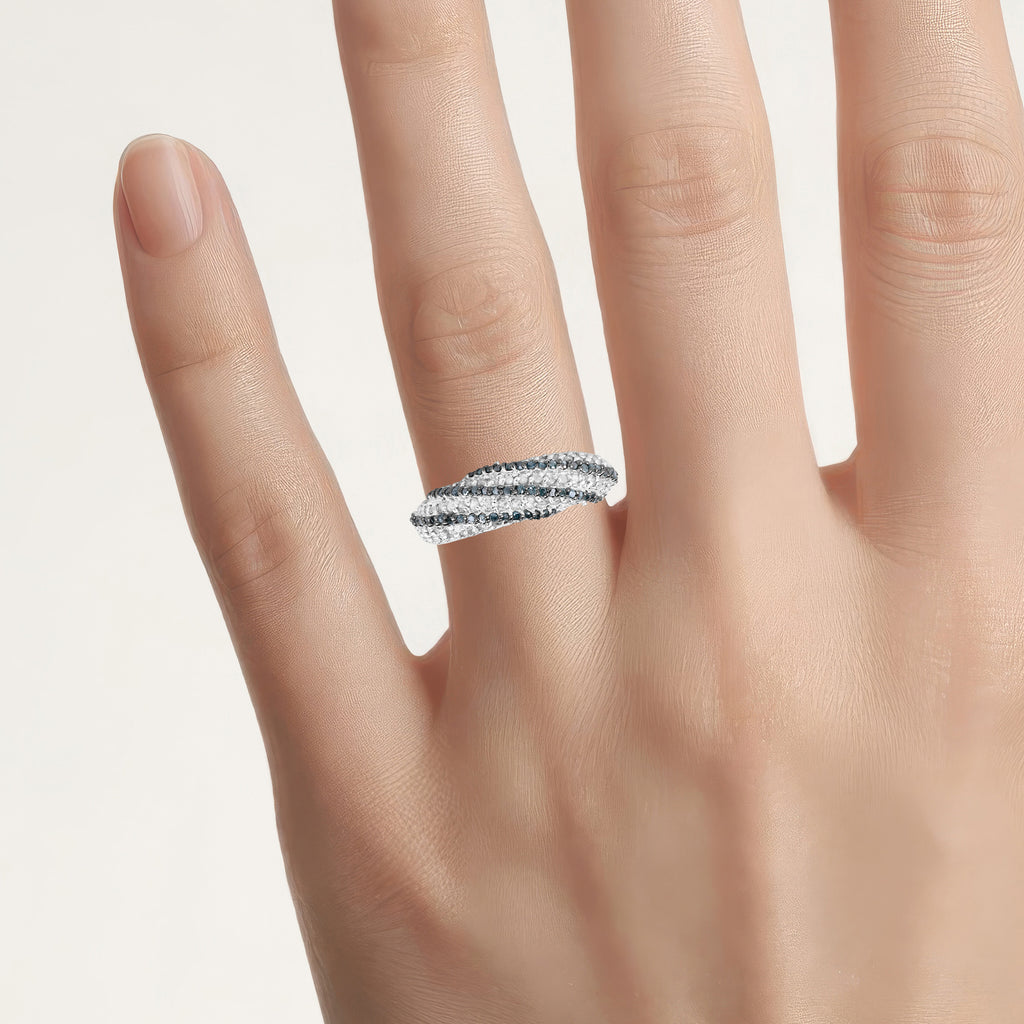 Multicolor Diamond Ring 1.22 Carats Sterling Silver