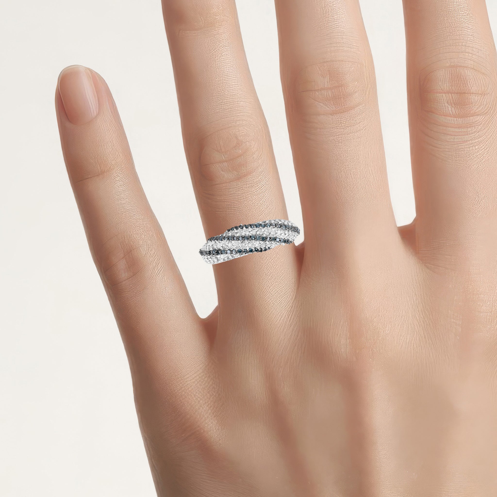 Multicolor Diamond Ring 1.22 Carats Sterling Silver
