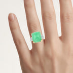 Green Jade Ring With Diamonds 8.38 Carats 10K Yellow Gold