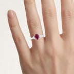 Ruby Ring With Diamonds 1.2 Carats 14K White Gold