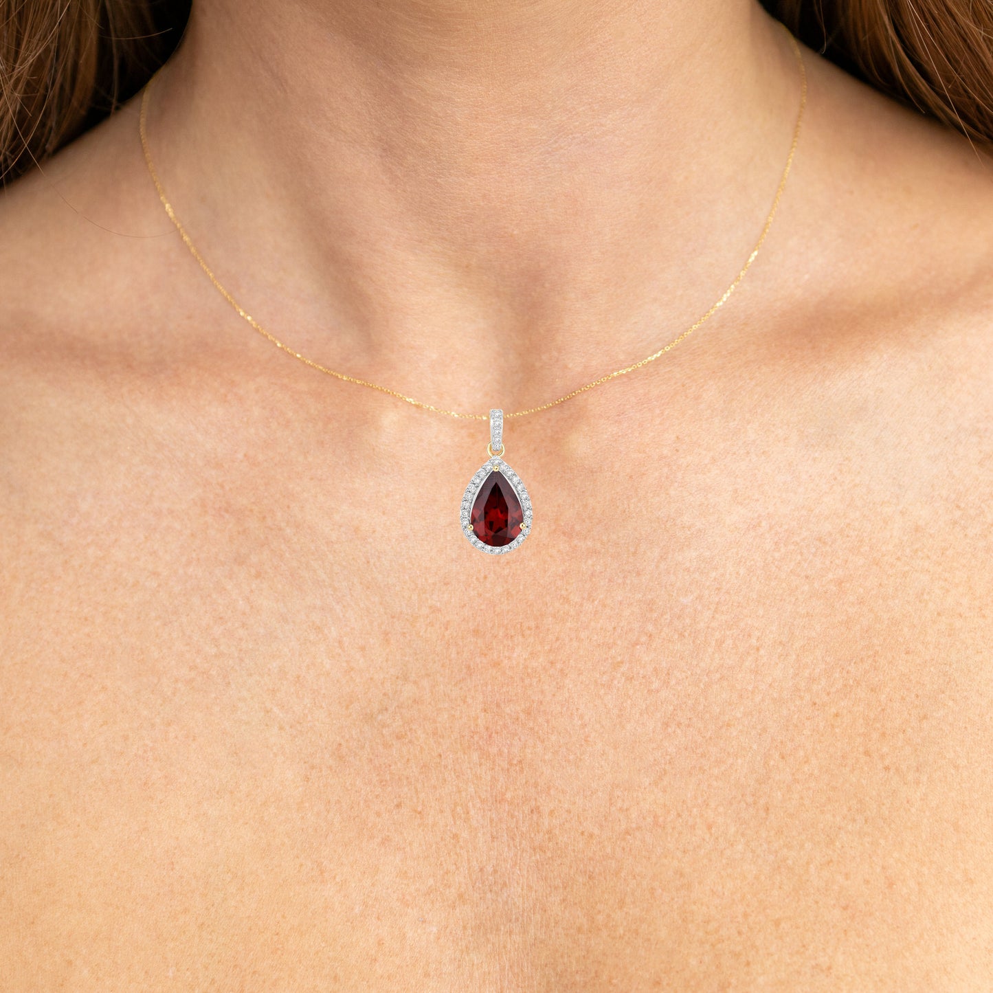 Rhodolite Garnet Pendant With Diamonds 3.26 Carats 14K Yellow Gold