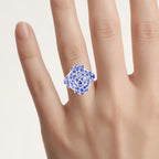 Tanzanite Flower Ring 4.18 Carats Sterling Silver