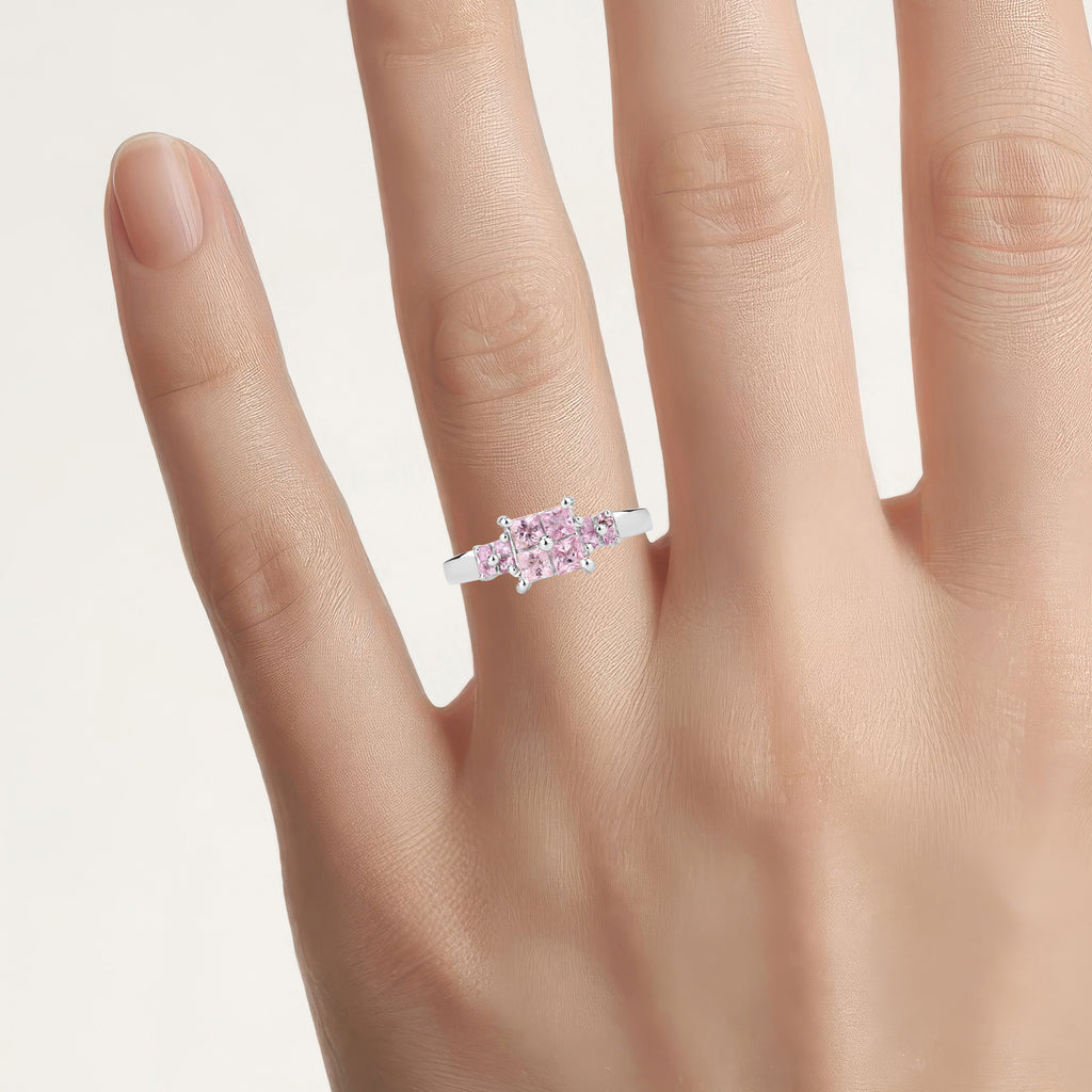 Pink Sapphire Ring 0.92 Carats Sterling Silver