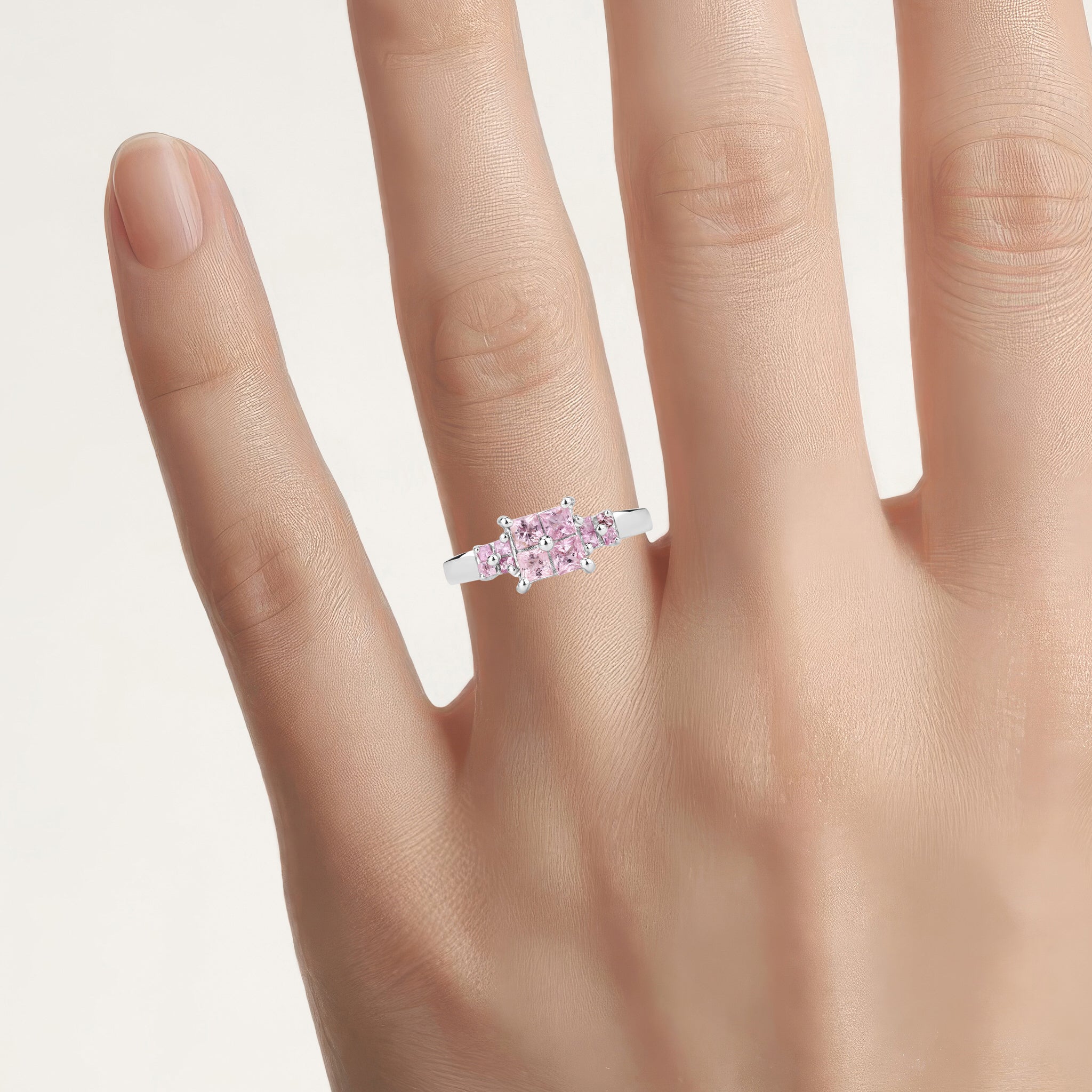 Pink Sapphire Ring 0.92 Carats Sterling Silver