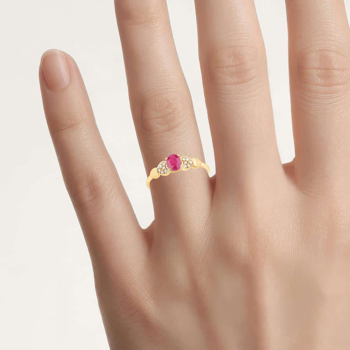 Ruby Ring With Diamonds 0.44 Carats 14K Yellow Gold