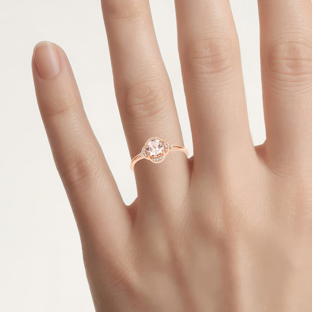 Morganite Ring With Diamonds 0.7 Carats 10K Rose Gold