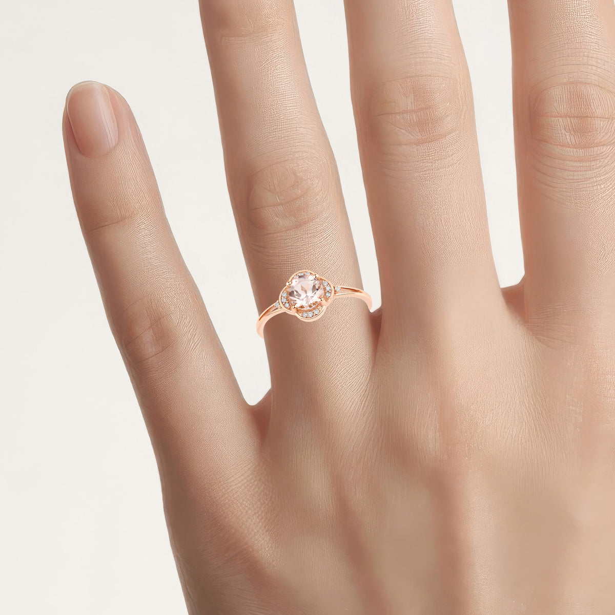 Morganite Ring With Diamonds 0.7 Carats 10K Rose Gold