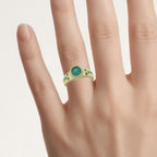 Emerald Ring With Diamond 1.51 Carats Gold Plated Silver
