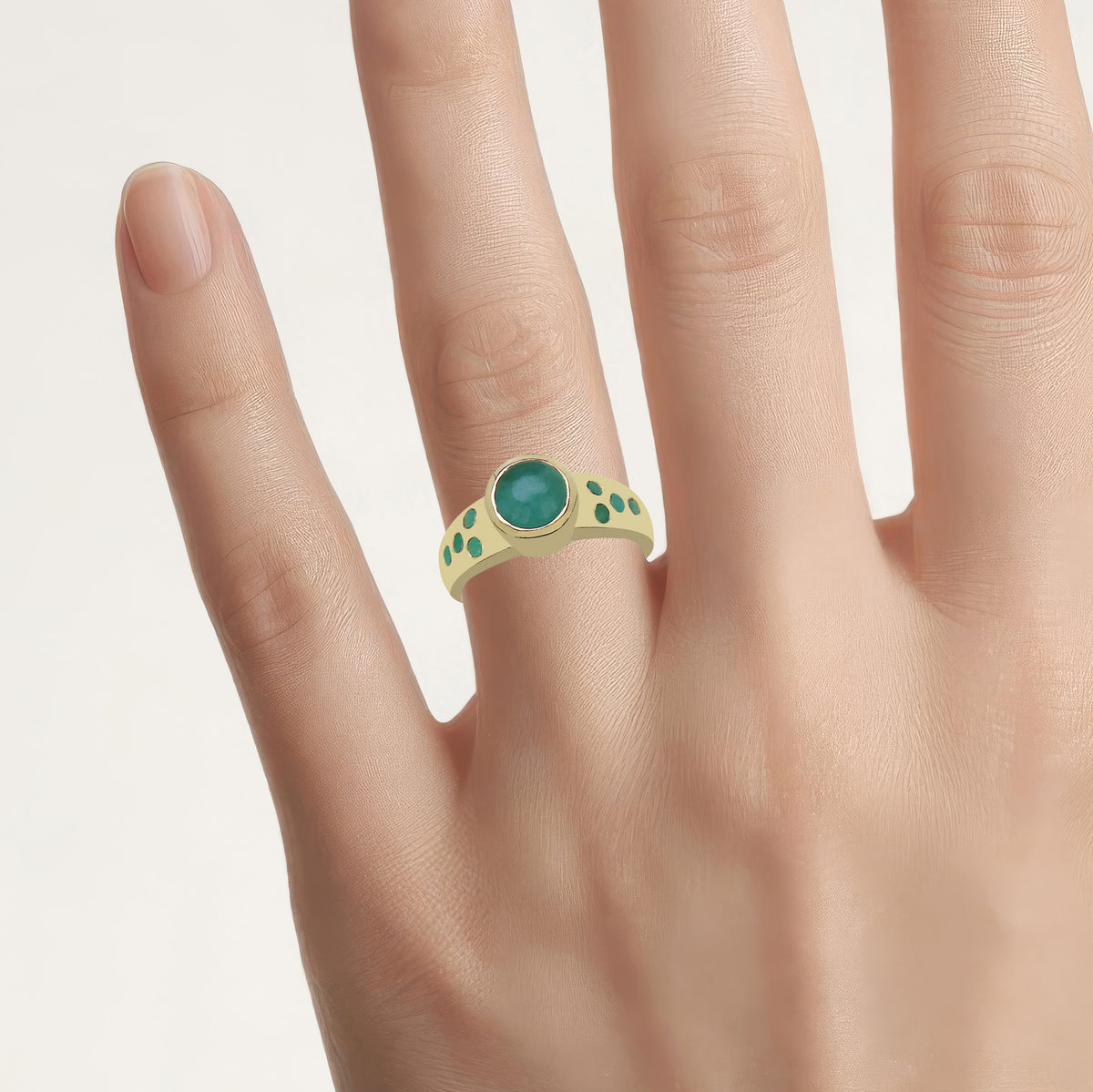 Emerald Ring With Diamond 1.51 Carats Gold Plated Silver