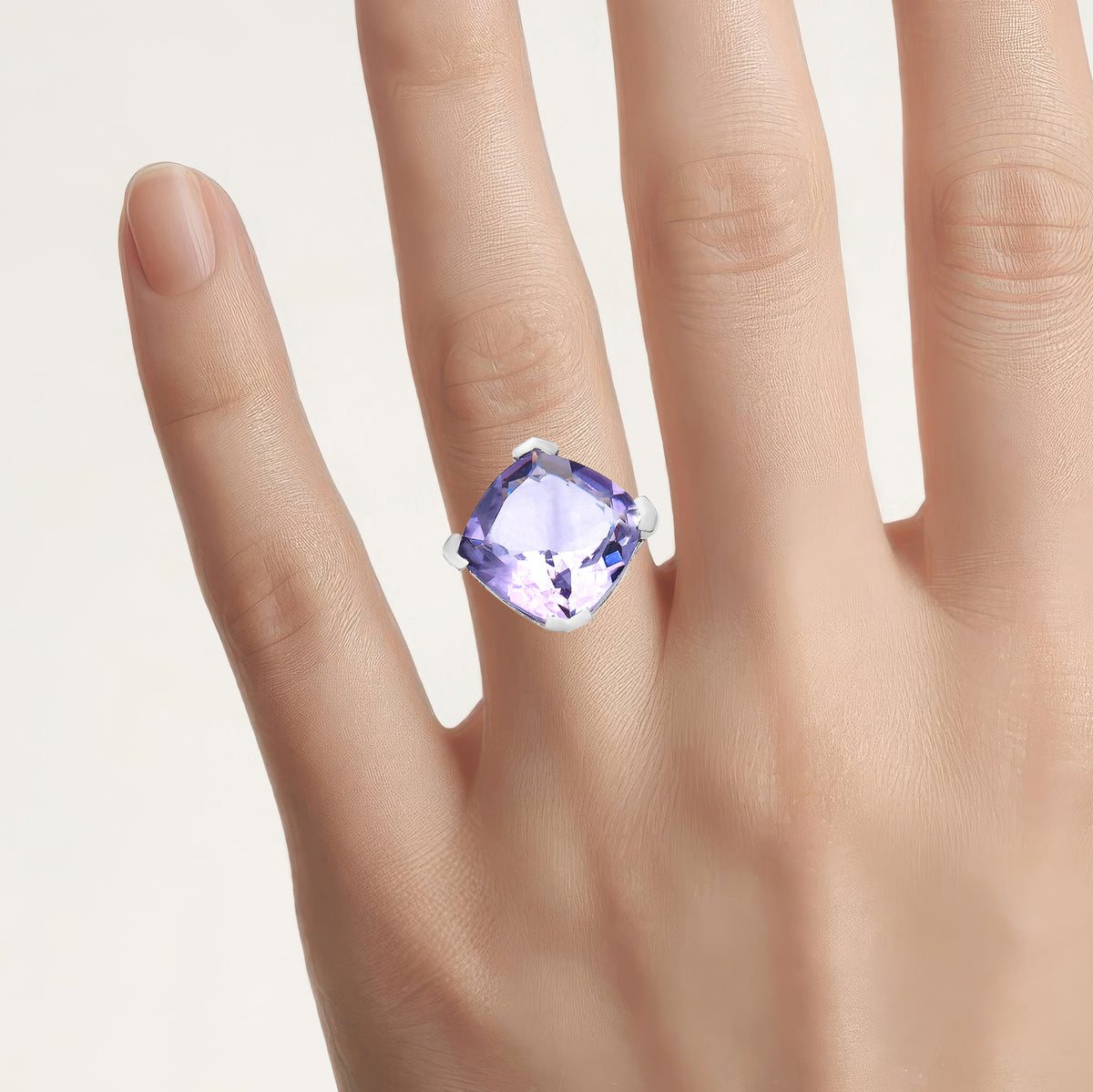 Amethyst Ring 10.2 Carats Sterling Silver