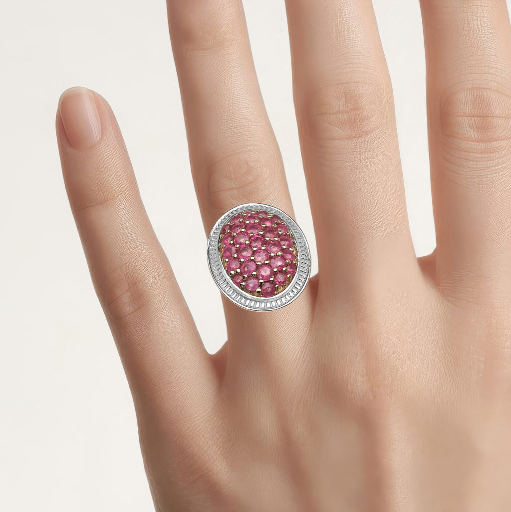 Ruby Ring 2.12 Carats Gold Plated Silver