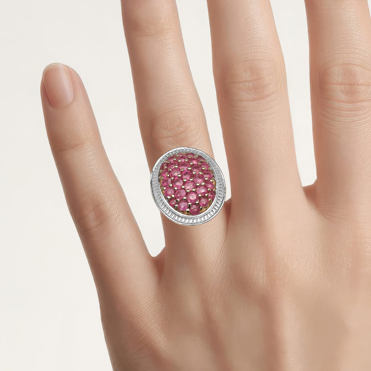 Ruby Ring 2.12 Carats Gold Plated Silver