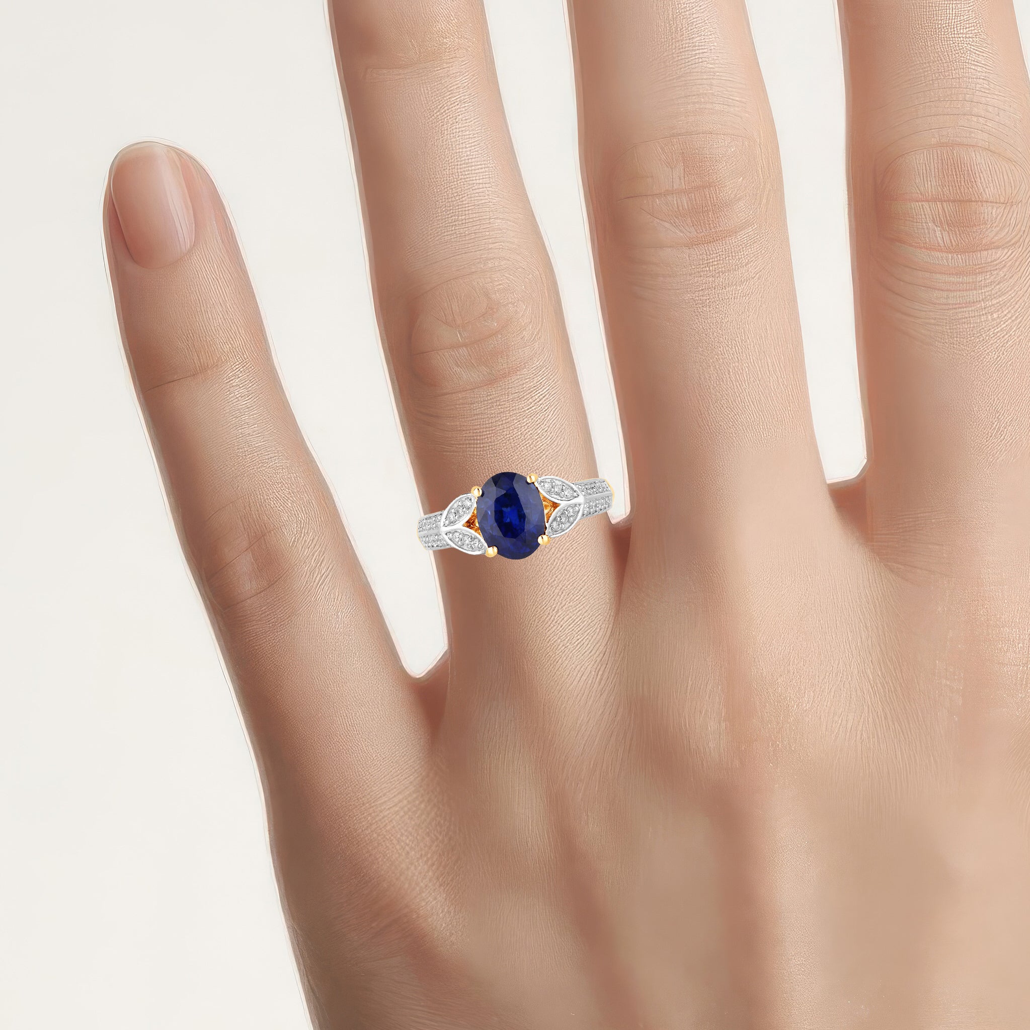 Blue Sapphire Ring With Diamonds 2.22 Carats 18K Yellow Gold