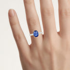 Blue Sapphire Ring With Diamonds 2.44 Carats 18K Yellow Gold