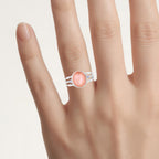 Peach Moonstone Ring With Tanzanite 6.5 Carats Sterling Silver