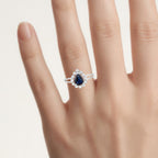 Blue Sapphire Ring With Diamonds 1.42 Carats 10K White Gold