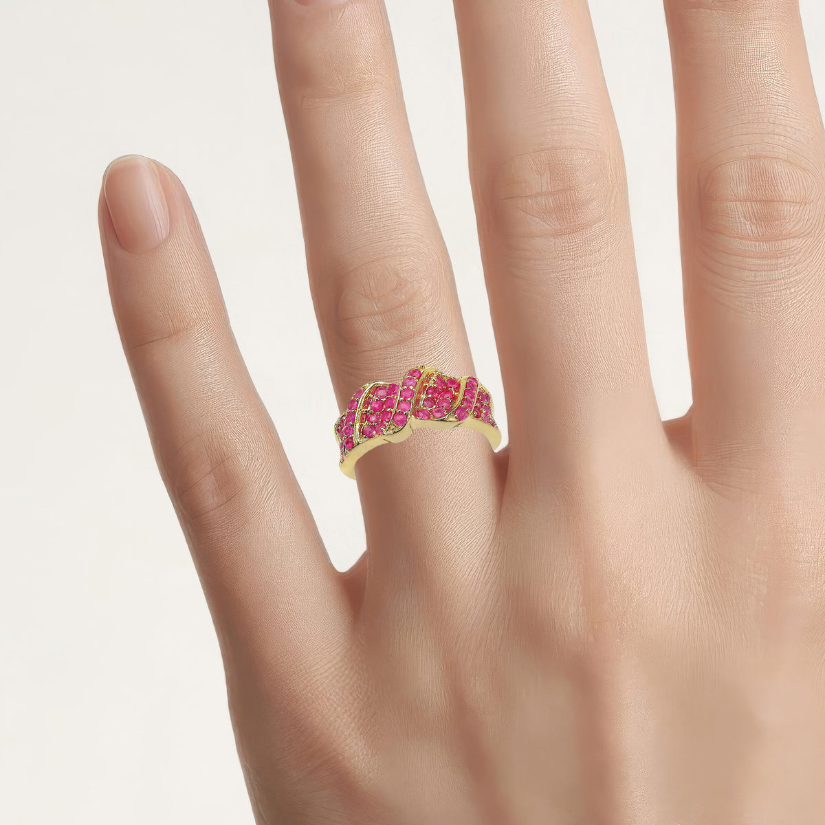 Ruby Ring 1.36 Carats Gold Plated Silver