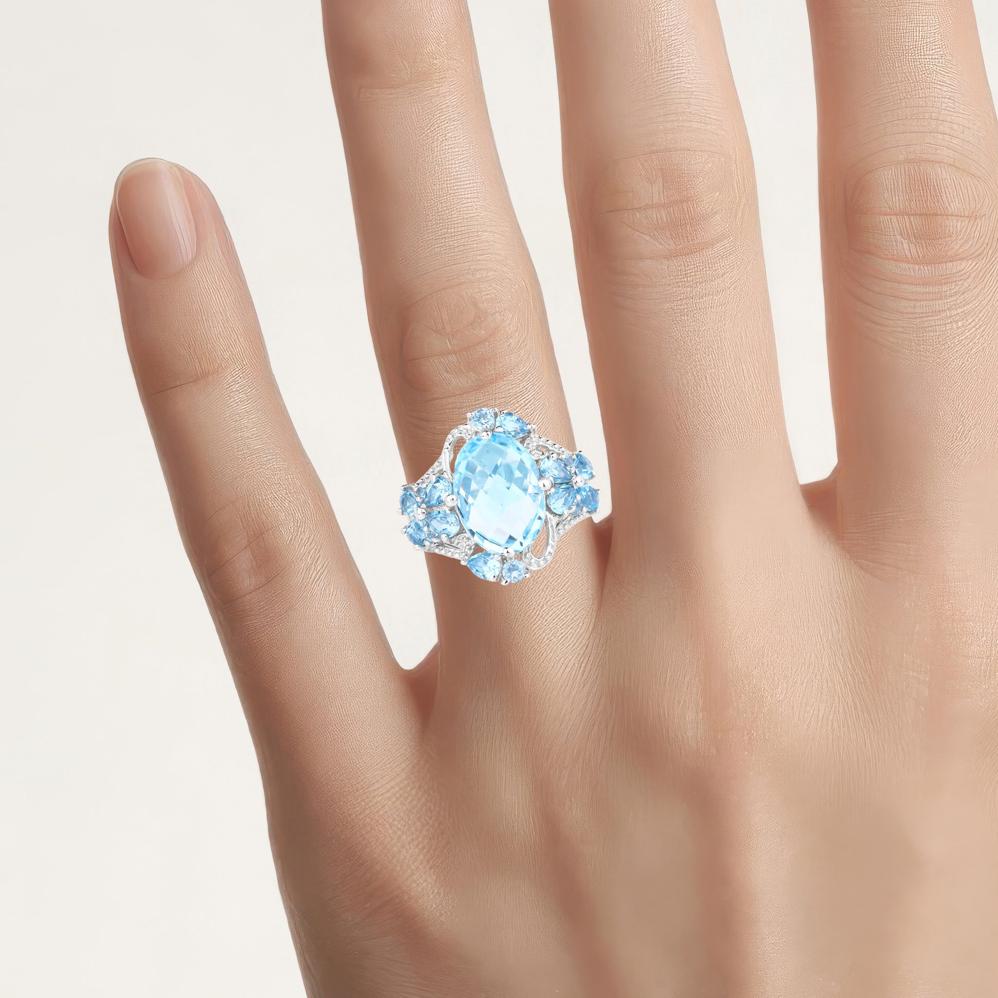 Multicolor Topaz Ring 9.34 Carats Sterling Silver