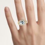 Blue Topaz Ring With White Topaz 5.24 Carats Gold Plated Silver