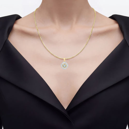 Aquamarine Pendant With White Topaz 0.92 Carats Gold Plated Silver