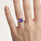 Amethyst Ring With Black Diamonds 1.52 Carats Sterling Silver