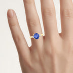Blue Sapphire Ring With Diamonds 2.4 Carats 18K Yellow Gold