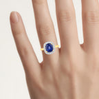 Blue Sapphire Ring With Diamonds 4.34 Carats 18K Yellow Gold